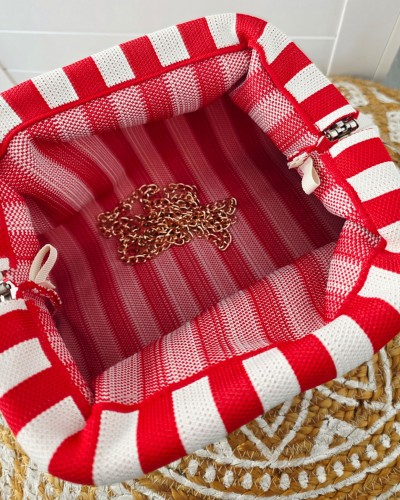 Bolso Cierre / Rayas Rojo