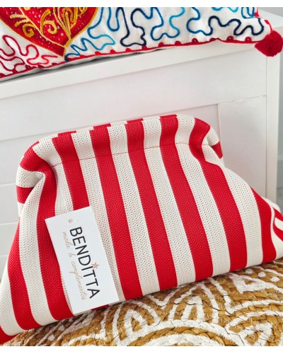 Bolso Cierre / Rayas Rojo