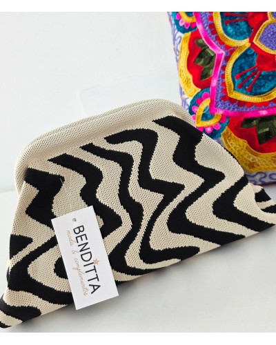 Bolso Cierre / Geométrico Negro