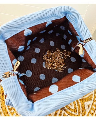 Bolso Cierre / Lunares Celeste