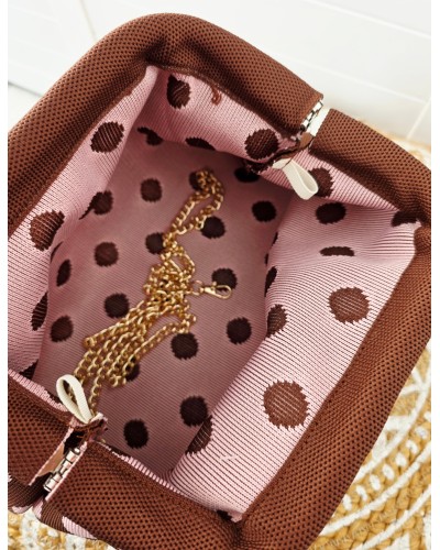 Bolso Cierre / Lunares Marrón
