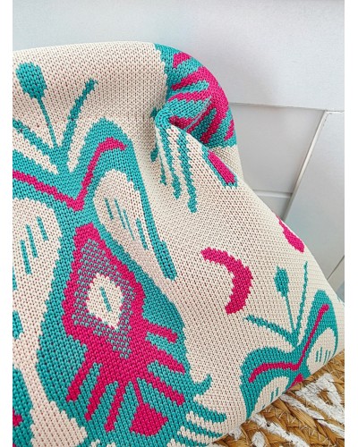 Bolso Cierre / Estampado Turquesa