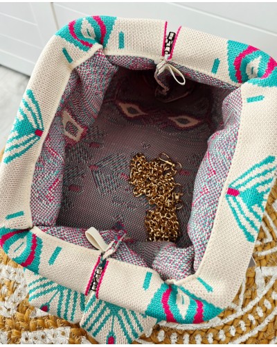 Bolso Cierre / Estampado Turquesa