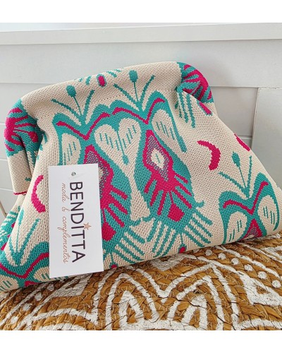 Bolso Cierre / Estampado Turquesa