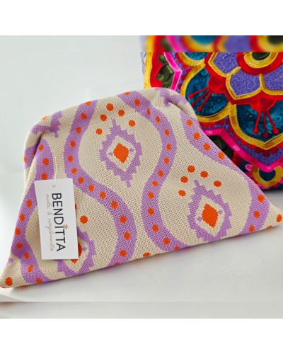 Bolso Cierre / Estampado Morado