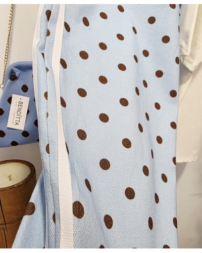 Jeans Anchos Celeste Lunares