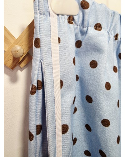 Jeans Anchos Celeste Lunares