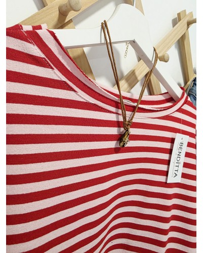 Sudadera Rayas Rojo / Rosa