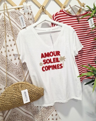 Camiseta Amour Bordados / Rojo