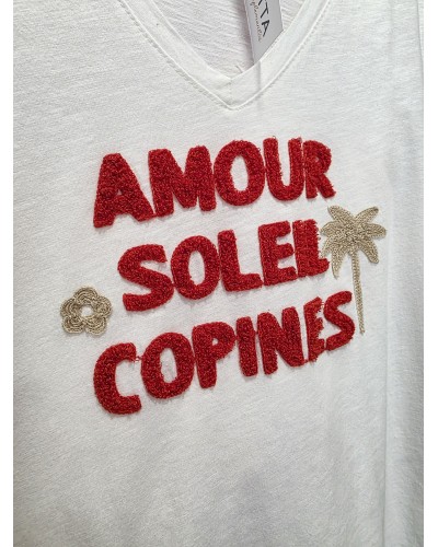Camiseta Amour Bordados / Rojo