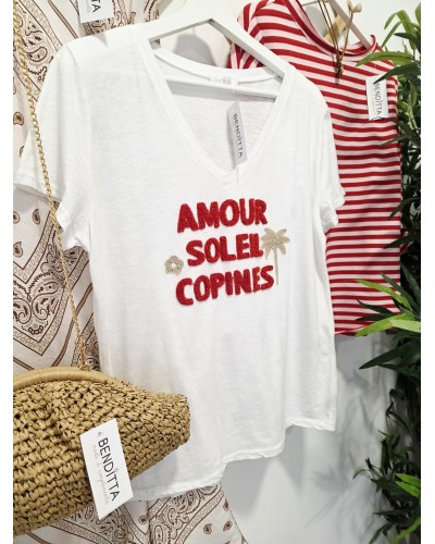 Camiseta Amour Bordados / Rojo
