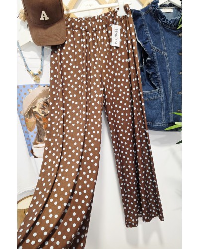 Pantalón Fluido / Lunares Marrón