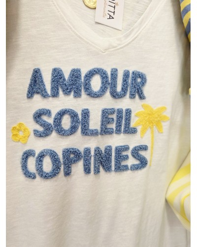 Camiseta Amour Bordados / Azul