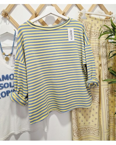 Sudadera Rayas Amarillo / Azul