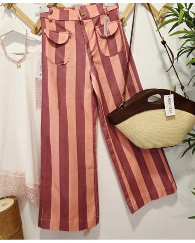 Jeans Bolsillos / Rayas Rosa