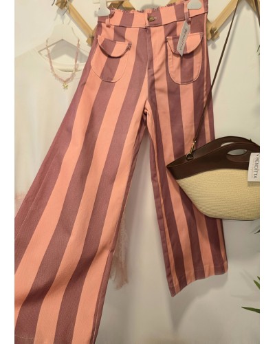 Jeans Bolsillos / Rayas Rosa