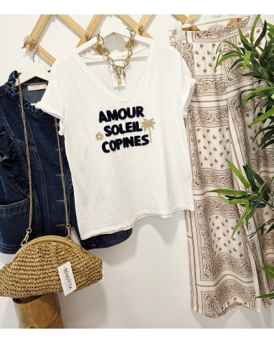 Camiseta Amour Bordados / Marino