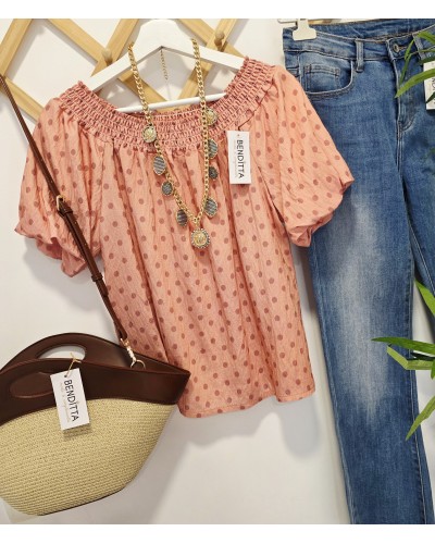 Blusa Lunares / Fruncidos Rosa