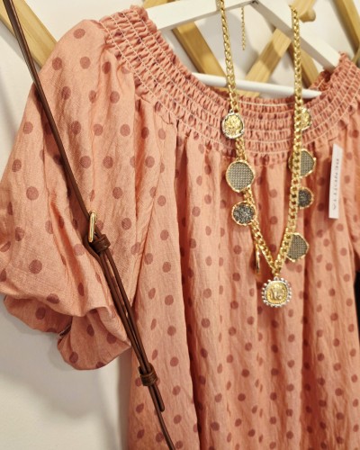 Blusa Lunares / Fruncidos Rosa