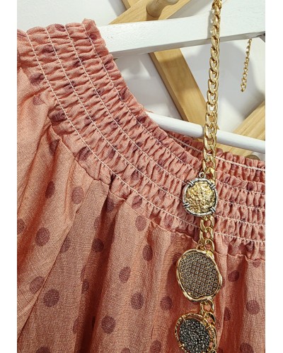 Blusa Lunares / Fruncidos Rosa