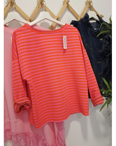 Sudadera Rayas Naranja / Fucsia