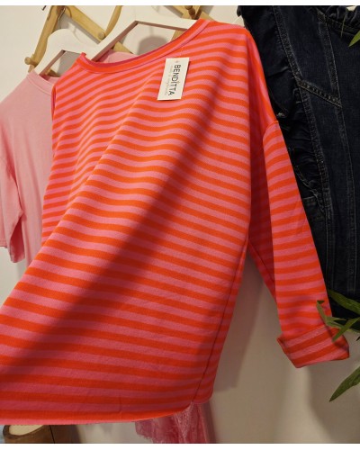 Sudadera Rayas Naranja / Fucsia