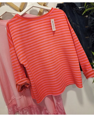 Sudadera Rayas Naranja / Fucsia