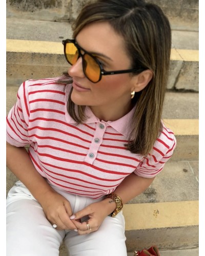 Polo Punto Fino / Rayas Rosa