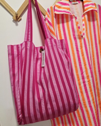 Maxi Shopper Rayas / Rosa