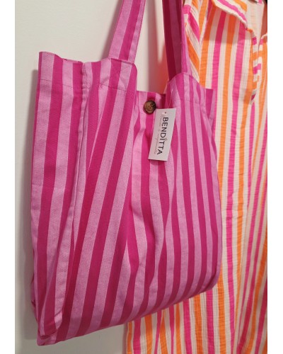 Maxi Shopper Rayas / Rosa