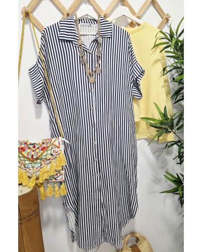 Vestido Camisero Rayas / Marino