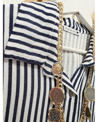 Vestido Camisero Rayas / Marino