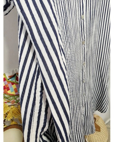 Vestido Camisero Rayas / Marino