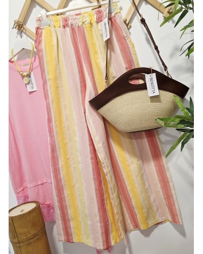 Pantalón Ancho / Rayas Rosa