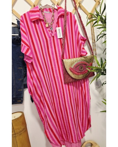 Vestido / Kaftán Rayas Rosa