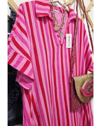 Vestido / Kaftán Rayas Rosa