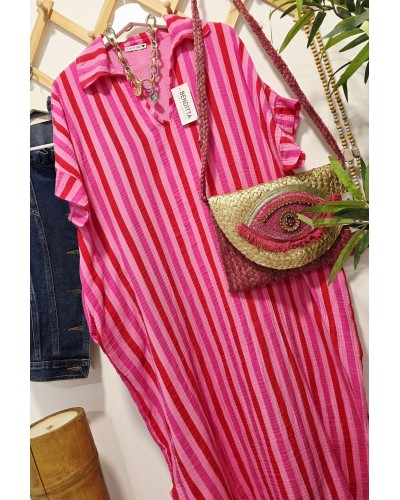 Vestido / Kaftán Rayas Rosa