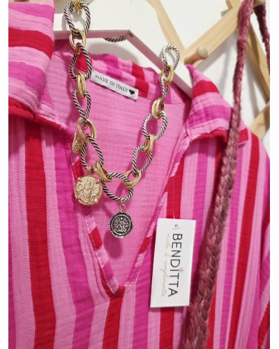 Vestido / Kaftán Rayas Rosa