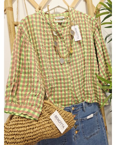 Blusa Vichy Verde / Rosa