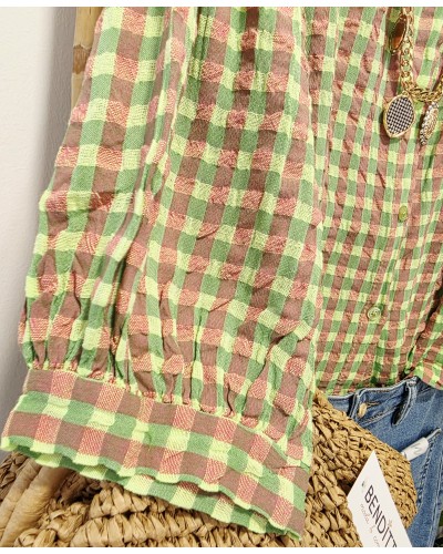 Blusa Vichy Verde / Rosa