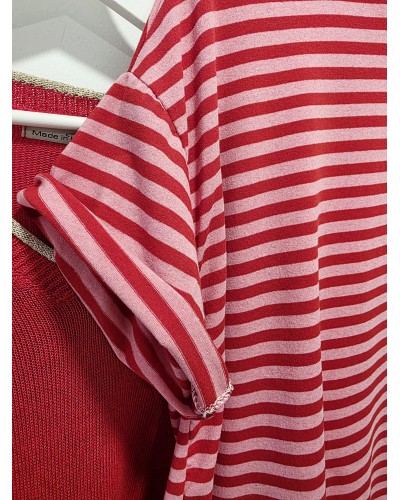 Camiseta Ribete Rosa / Rojo