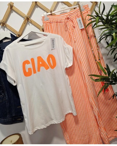 Camiseta Ciao Naranja Flúor