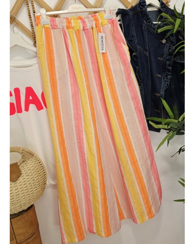 Pantalón Ancho / Rayas Naranja