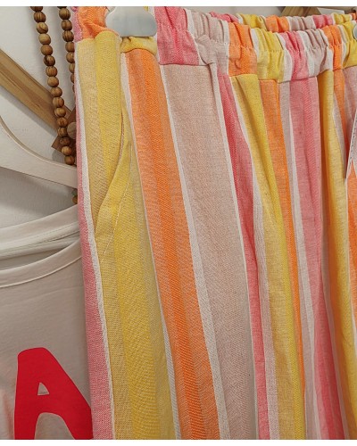 Pantalón Ancho / Rayas Naranja