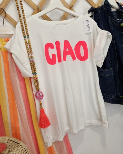 Camiseta Ciao Rosa Flúor