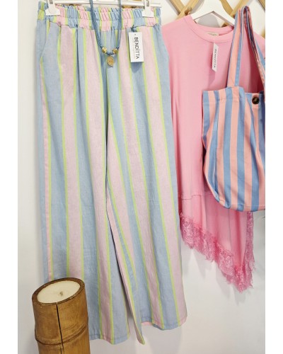 Pantalón Ancho / Rayas Azul