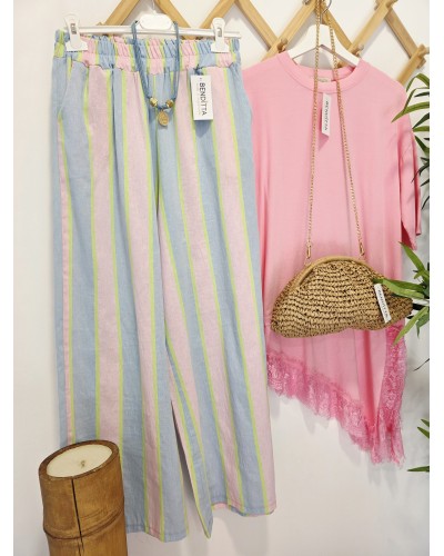 Pantalón Ancho / Rayas Azul