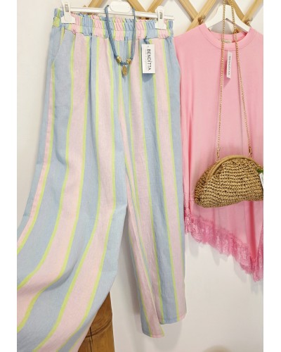 Pantalón Ancho / Rayas Azul