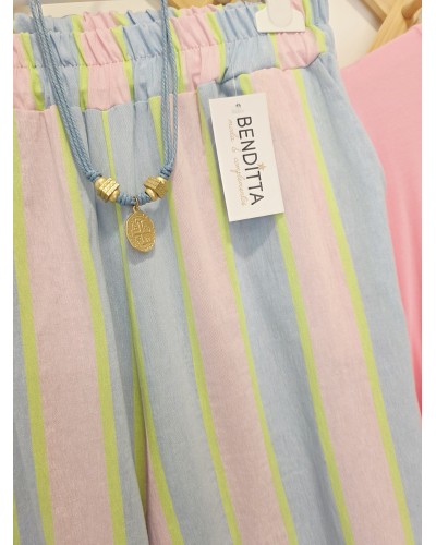 Pantalón Ancho / Rayas Azul