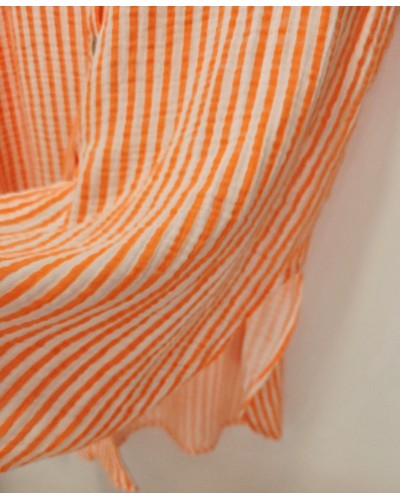Vestido Camisero Rayas / Naranja Flúor